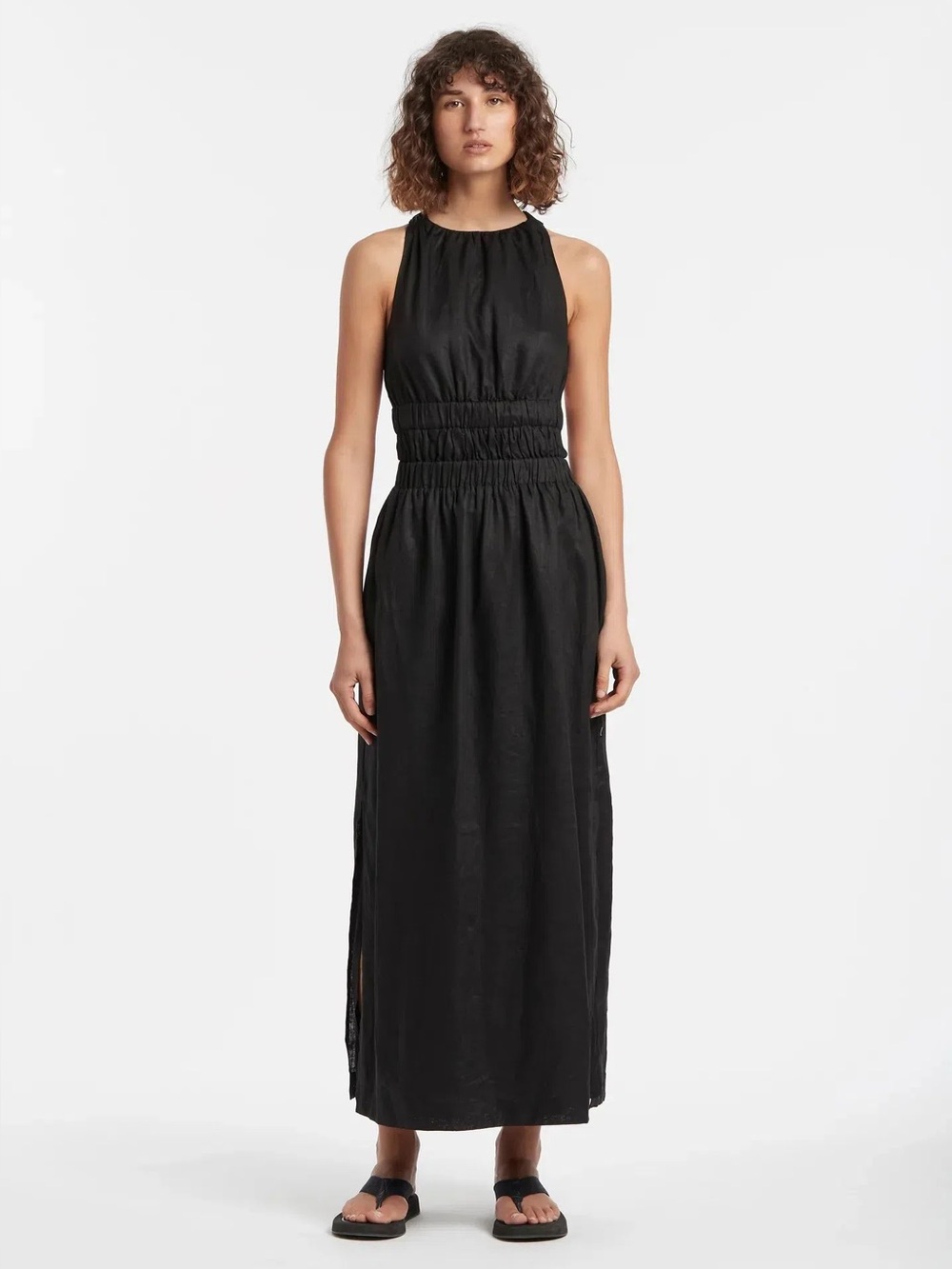 Sir The Label Black Linen Vilma Dress